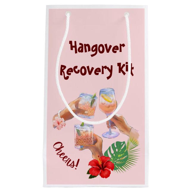 Cocktail Cheer Hibiskus Blume Palm Blätter Kleine Geschenktüte (Vorderseite)