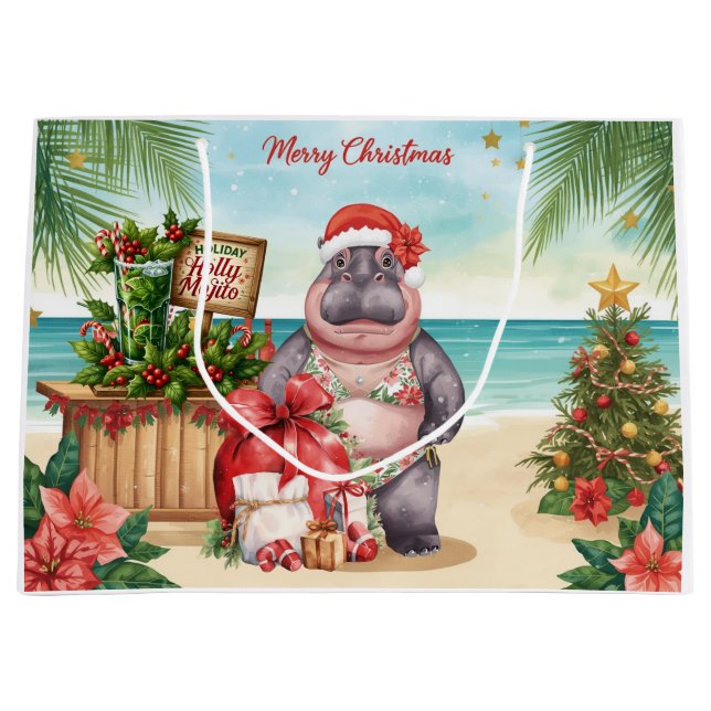 Cocktail Christmas Party for Hippo lovers  Große Geschenktüte (Vorderseite)