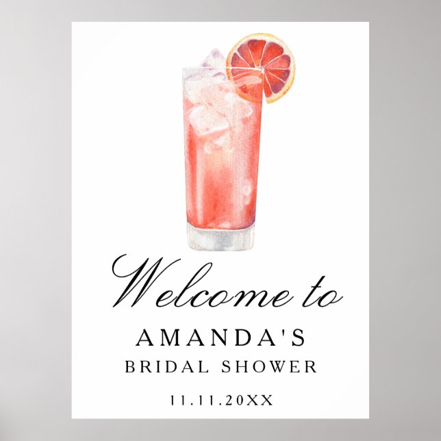 Cocktail Citrus - bridal shower welcome sign Poster (Vorne)