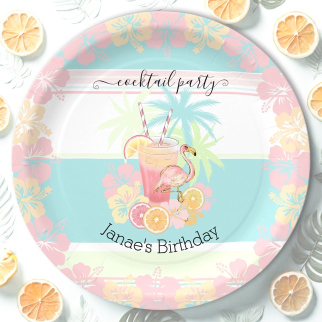 Cocktail Citrus Summer Pool Party Beach Tropical Pappteller (Cocktail Citrus Summer Pool Party Beach Tropical Paper Plates)
