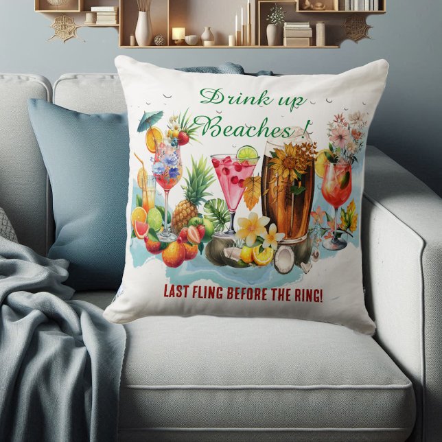 Cocktail Cocktail Cocktail Fruit Junggeselinnen-Ab Kissen (Drink Up Beaches Cocktail Fruit Bachelorette Party Throw Pillow)