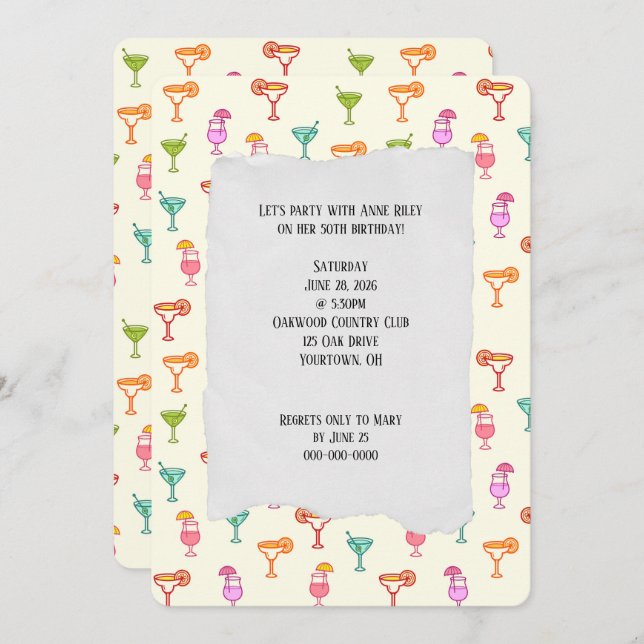 Cocktail Collection Geburtstagsparty Einladung (Vorne/Hinten)