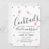 Cocktail Confetti Rosa Bridal Dusche Einladung