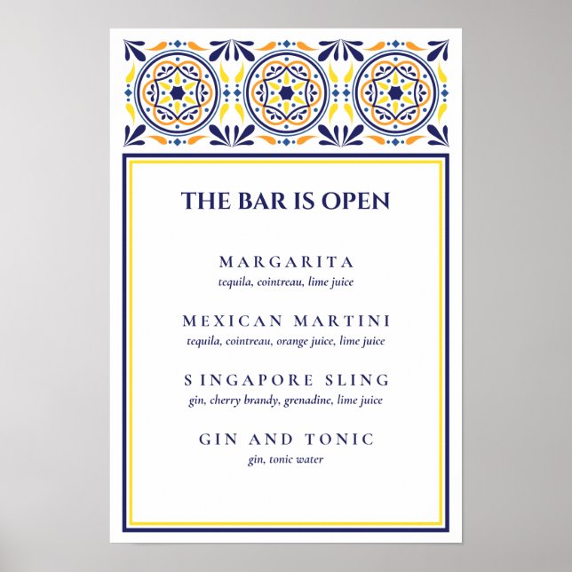 Cocktail der spanischen Marine Yellow Tile Signatu Poster (Vorne)