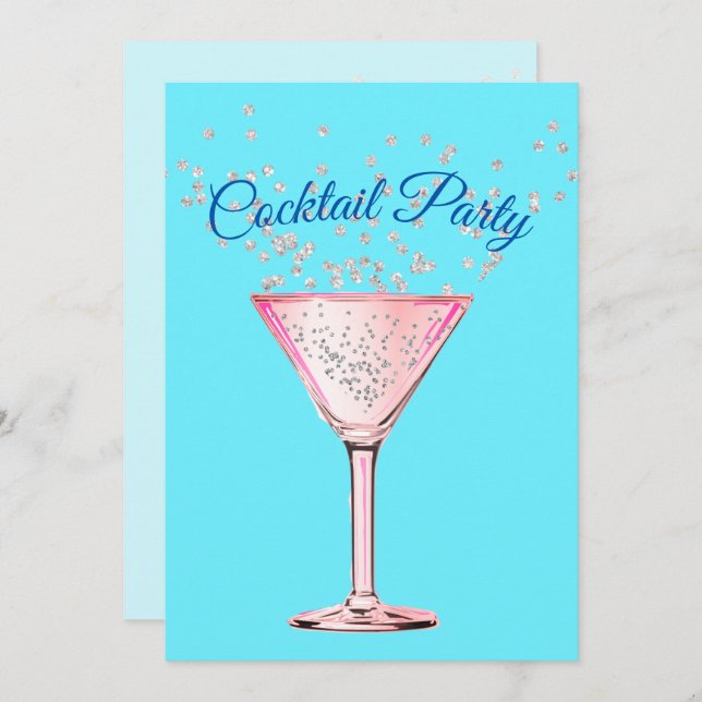 Cocktail Diamonds Modern Adult Birthday Party Einladung (Vorne/Hinten)