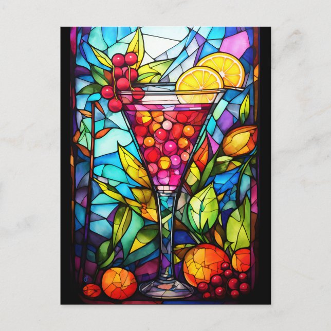 Cocktail Drink: Aquarellfarben Postkarte (Vorderseite)