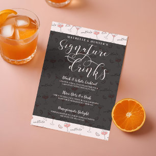 Cocktail Drink & Brille Unterschrift Cocktail Drin Menükarte