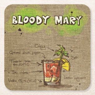 Cocktail Drink Illustration - Bloody Mary Unterset Rechteckiger Pappuntersetzer