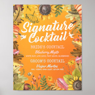 Cocktail Drink Menü "Signature Hochzeit im Herbst" Poster