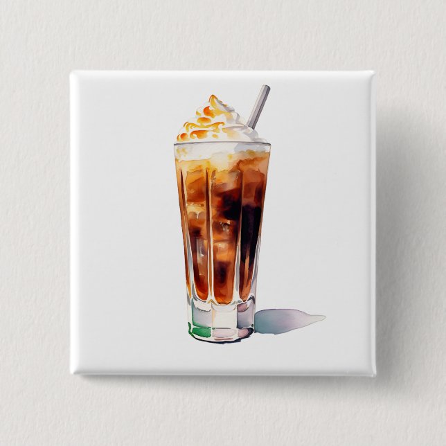 Cocktail-Drink mit Creme in Aquarell Button (Vorderseite)