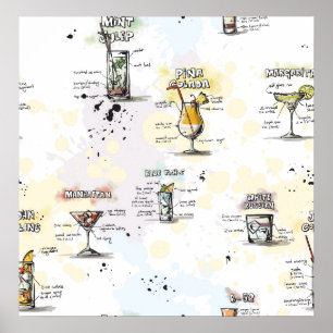 Cocktail Drink Rezept Design Poster