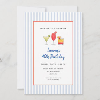 Cocktail Drinks Pool Party Erwachsene Geburtstag Einladung