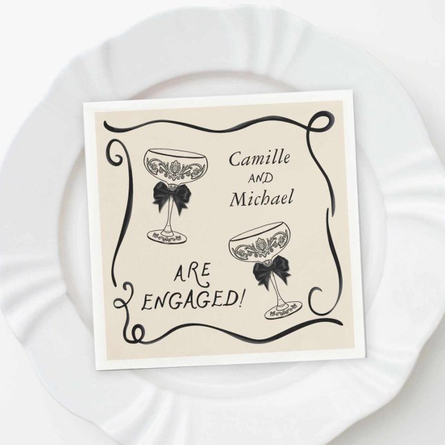 Cocktail Engagement Party Napkins Serviette (Engagement Party Paper napkins)