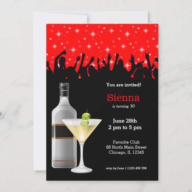 Cocktail * Farbe wählen Einladung (Vorderseite)