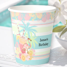 Cocktail Flamingo Summer Pool Beach Tropical Pappbecher