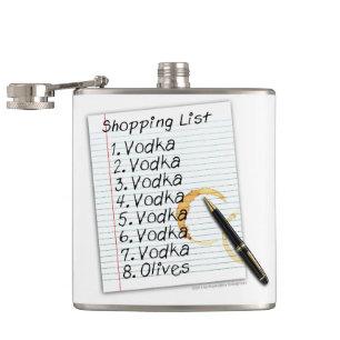 COCKTAIL FLASCHE, WODKA-EINKAUFSZETTEL FLACHMANN
