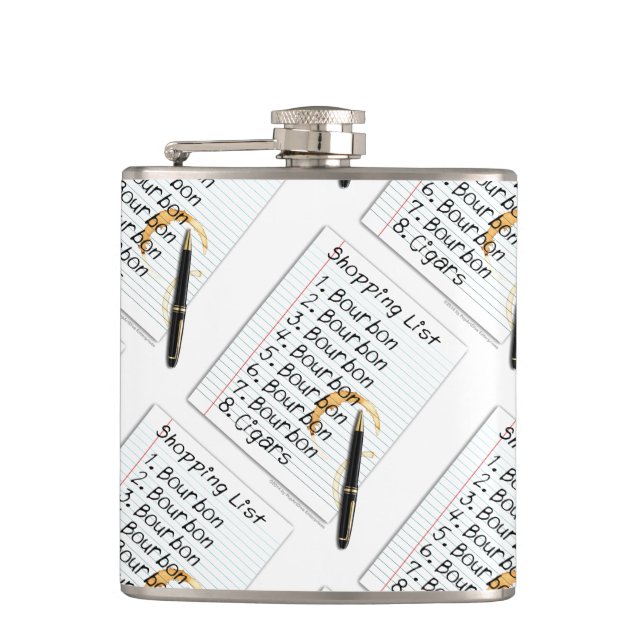 COCKTAIL FLASK - BOURBON-EINKAUFSLISTE FLACHMANN (Vorderseite)