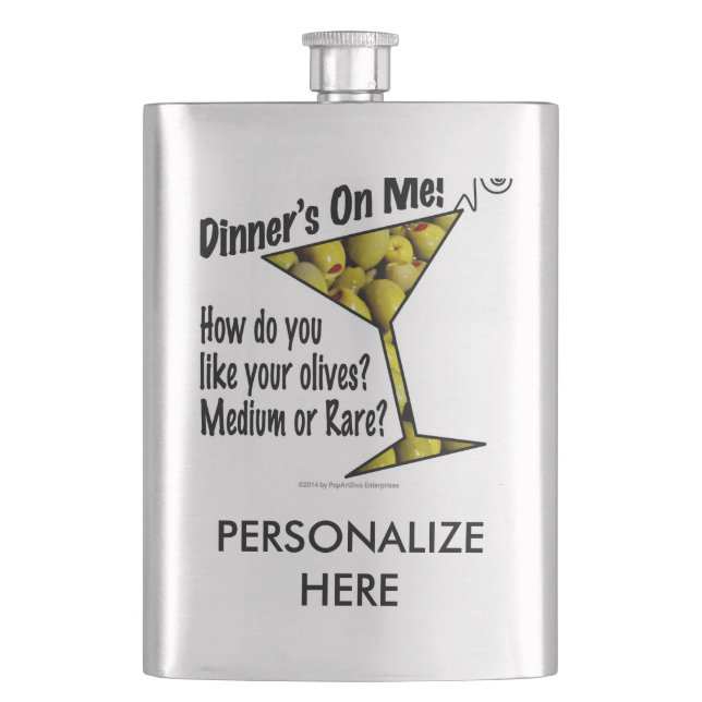 COCKTAIL FLASKS Dinner! Oliven? Mittel oder selten Flachmann (Vorderseite)