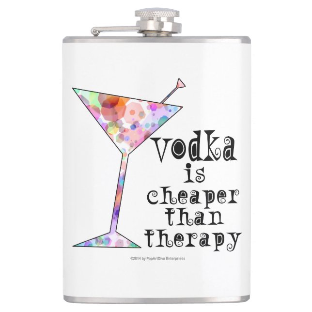 COCKTAIL FLASKS, VODKA IST SCHÄTZLICH ALS THERAPIE FLACHMANN (Vorderseite)