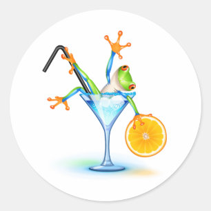Cocktail Frosch Runder Aufkleber