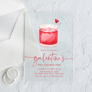Cocktail-Galentine-Party Acryleinladungen