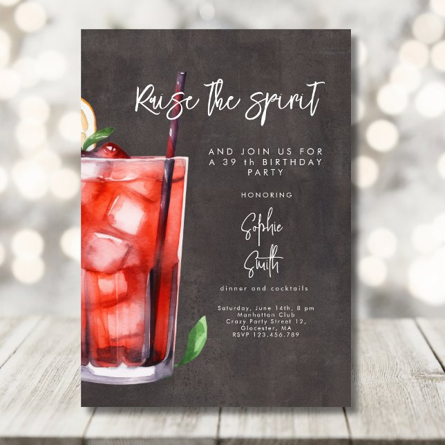 Cocktail Geburtstagsparty Aquarell Einladung (Von Creator hochgeladen)