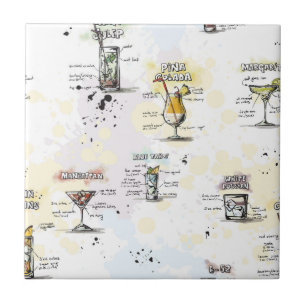 Cocktail-Getränk-Rezept-Entwurf Fliese