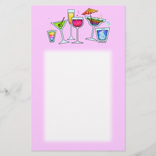 COCKTAIL-GLAS-BRIEFPAPIER IM ROSA BRIEFPAPIER (Vorderseite)