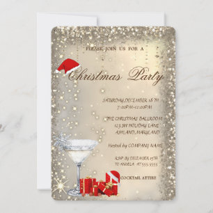 Cocktail-Glas-Santa-Hut-Geschenke Weihnachtsfeier Einladung