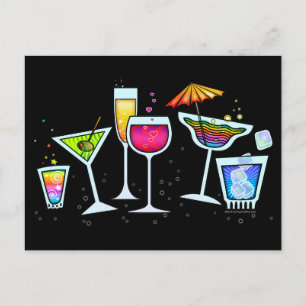 COCKTAIL GLASSEN POSTCARD POSTKARTE