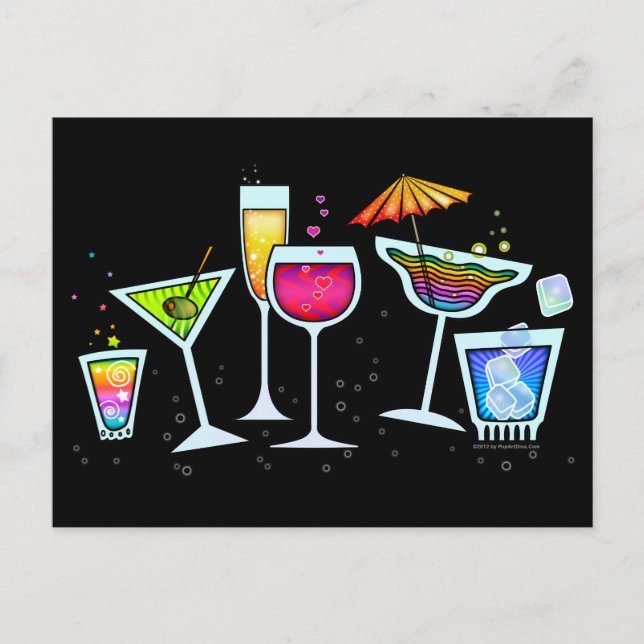 COCKTAIL GLASSEN POSTCARD POSTKARTE (Vorderseite)