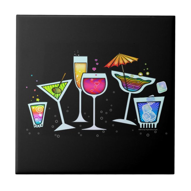 COCKTAIL GLASSEN TILE - UNTERSETZER - TRIVET (Vorderseite)