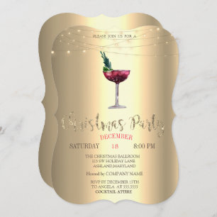 Cocktail, Gold Christmas Company Party Einladung