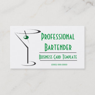 Cocktail Green Olive Martini Logo Barkeeper Visitenkarte