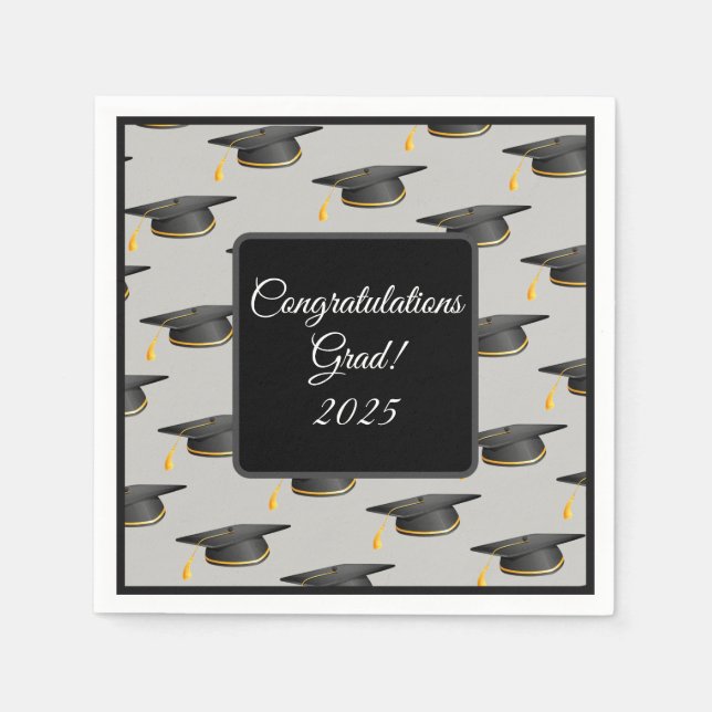 Cocktail Größe Graduation Cap Napkins Serviette (Vorderseite)