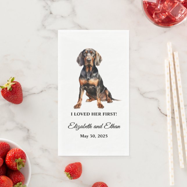 Cocktail-Hochzeit bei Black and Tan Coonhound Serviette (Beispiel)