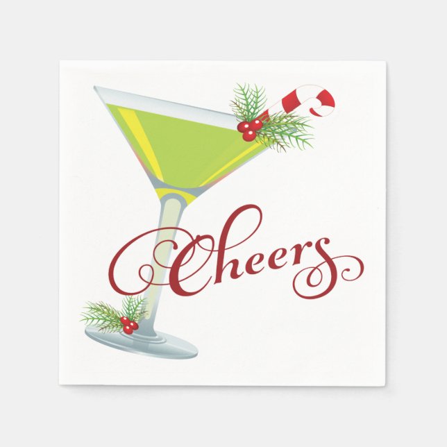 Cocktail Holiday Weihnachts-Party Papier Napkins Serviette (Vorderseite)