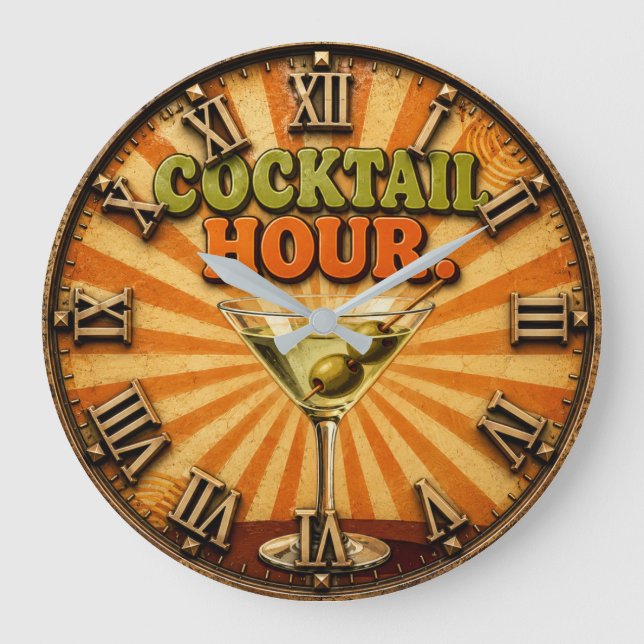 Cocktail Hour Große Wanduhr (Vorderseite)