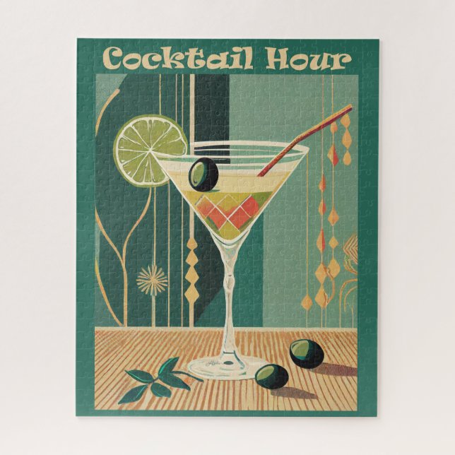 Cocktail Hour Mitte Jahrhundert Design Puzzle (Vertikal)