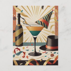 Cocktail Hour Mitte Silvester Design Postkarte