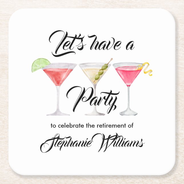 Cocktail im Sommer Party für Frauen in der Rente Rechteckiger Pappuntersetzer (Vorderseite)