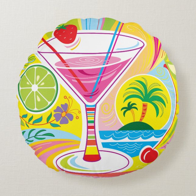 Cocktail-Insel Rundes Kissen (Vorderseite)
