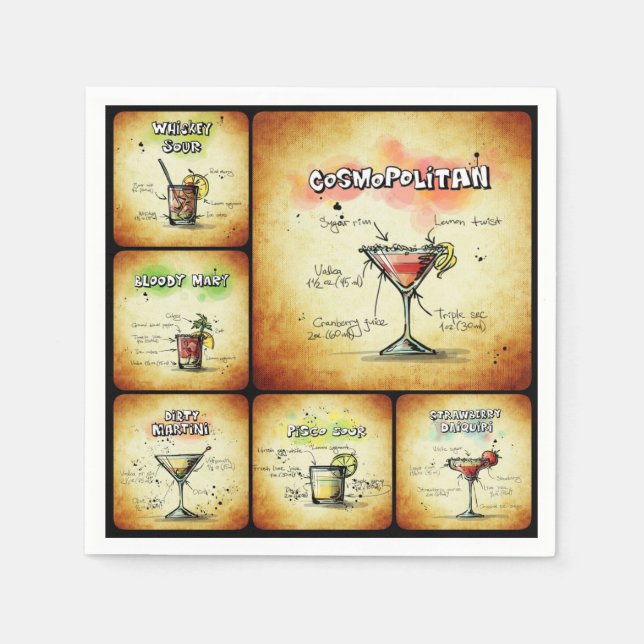 Cocktail Inspiriert Napkins - Cosmopolitische Drin Serviette (Vorderseite)