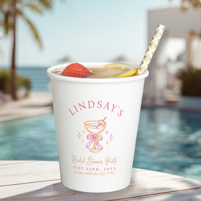 Cocktail-Junggesellinnenabschied Pappbecher (Coctail Bridal Shower Paper Cups)