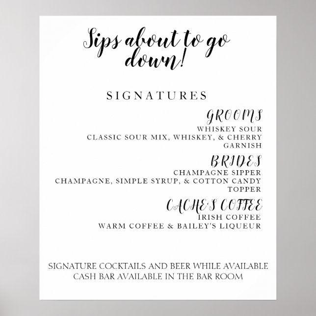 Cocktail-Karte Poster (Vorne)
