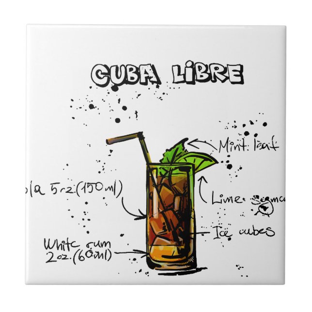 Cocktail Kubas Libre Fliese (Vorderseite)