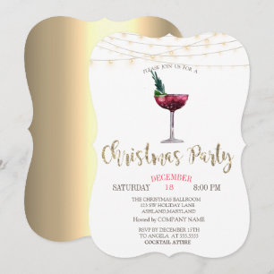 Cocktail, Lichterkette Gold Weihnachtsfirma Einladung