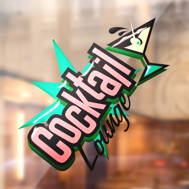 Cocktail Lounge Martini Retro Mitte Bar Fensteraufkleber (Blatt 2)