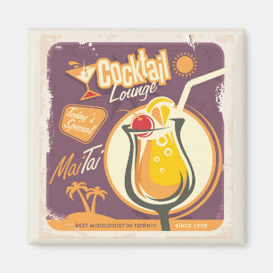 Cocktail-Lounge-Plakat Magnet