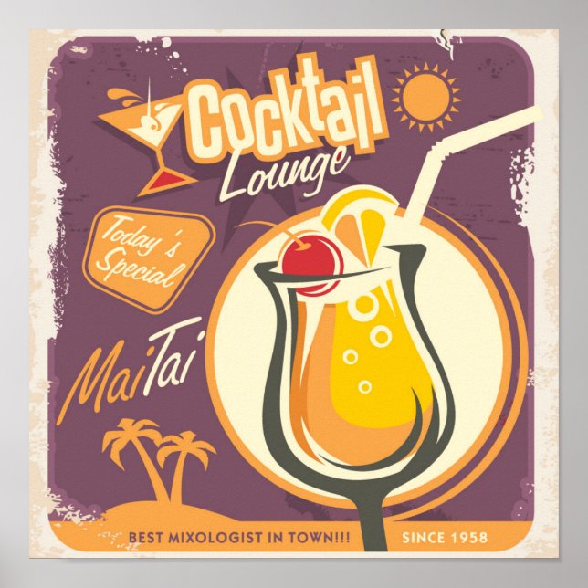 Cocktail-Lounge-Plakat Poster (Vorne)